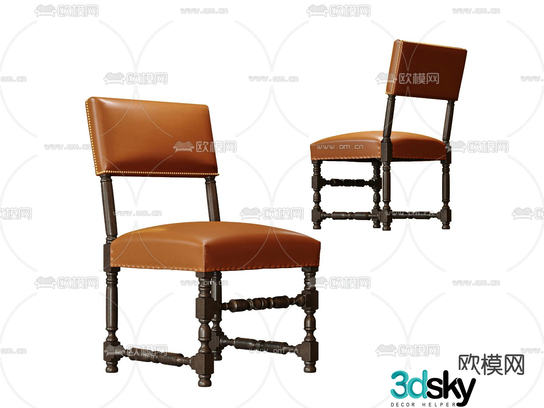 Medieval style chair dining chair 3d model