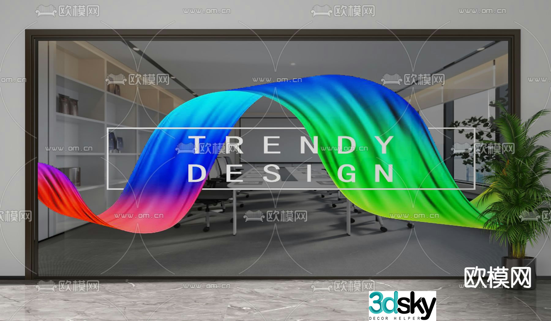 Office door glass partition high partition wall 3d model