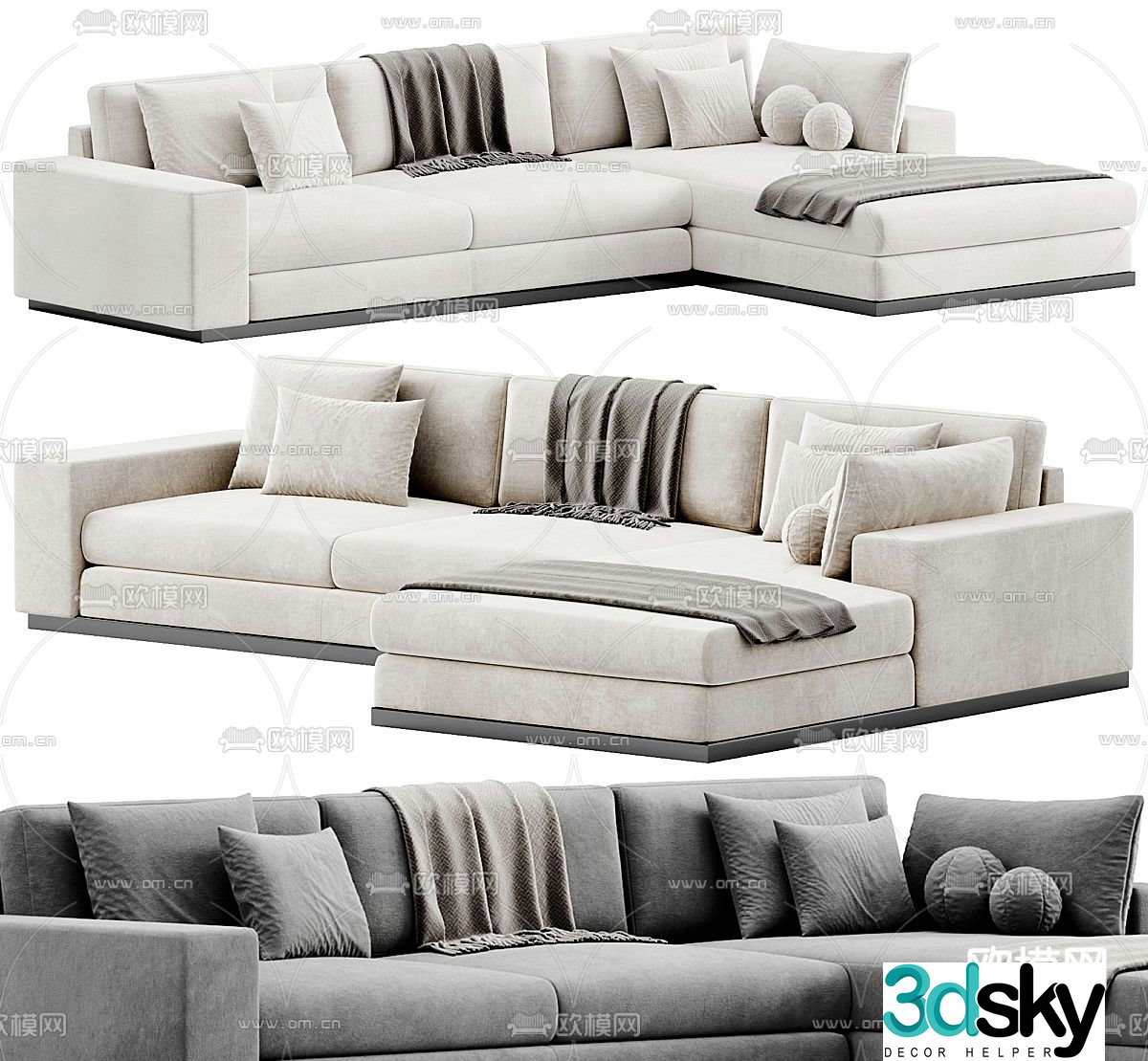 multi-person sofa corner sofa 3d model