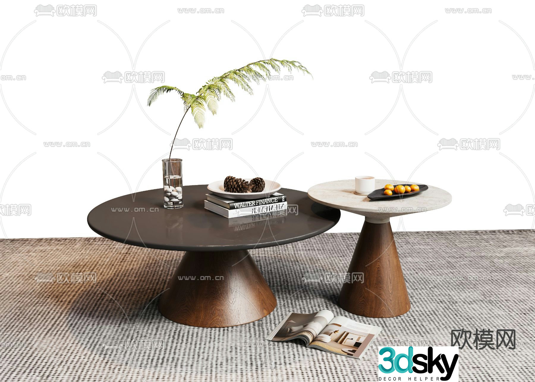 Mother and son coffee table round coffee table 3d model