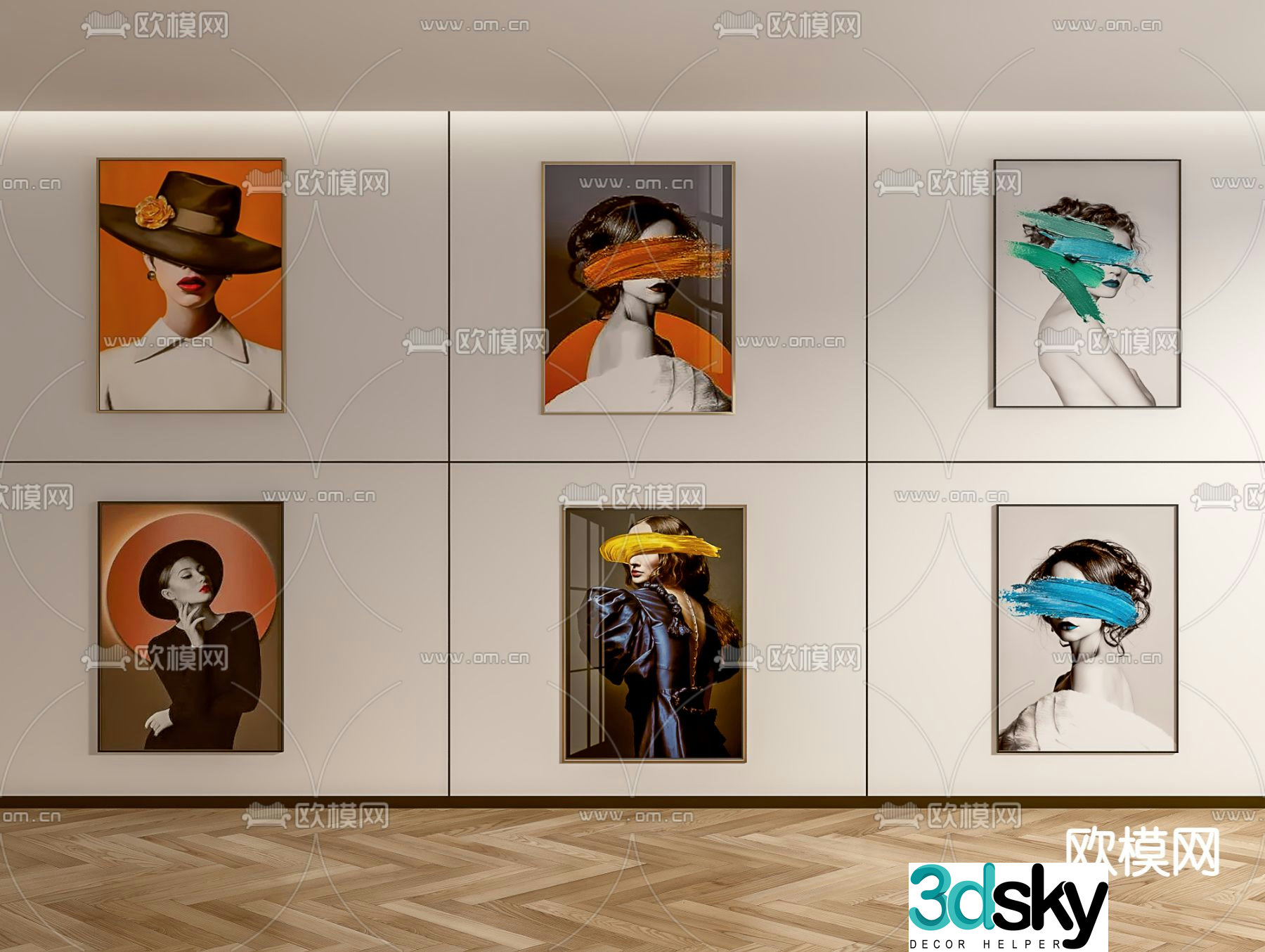 Figure painting Decorative painting Art painting 3d model