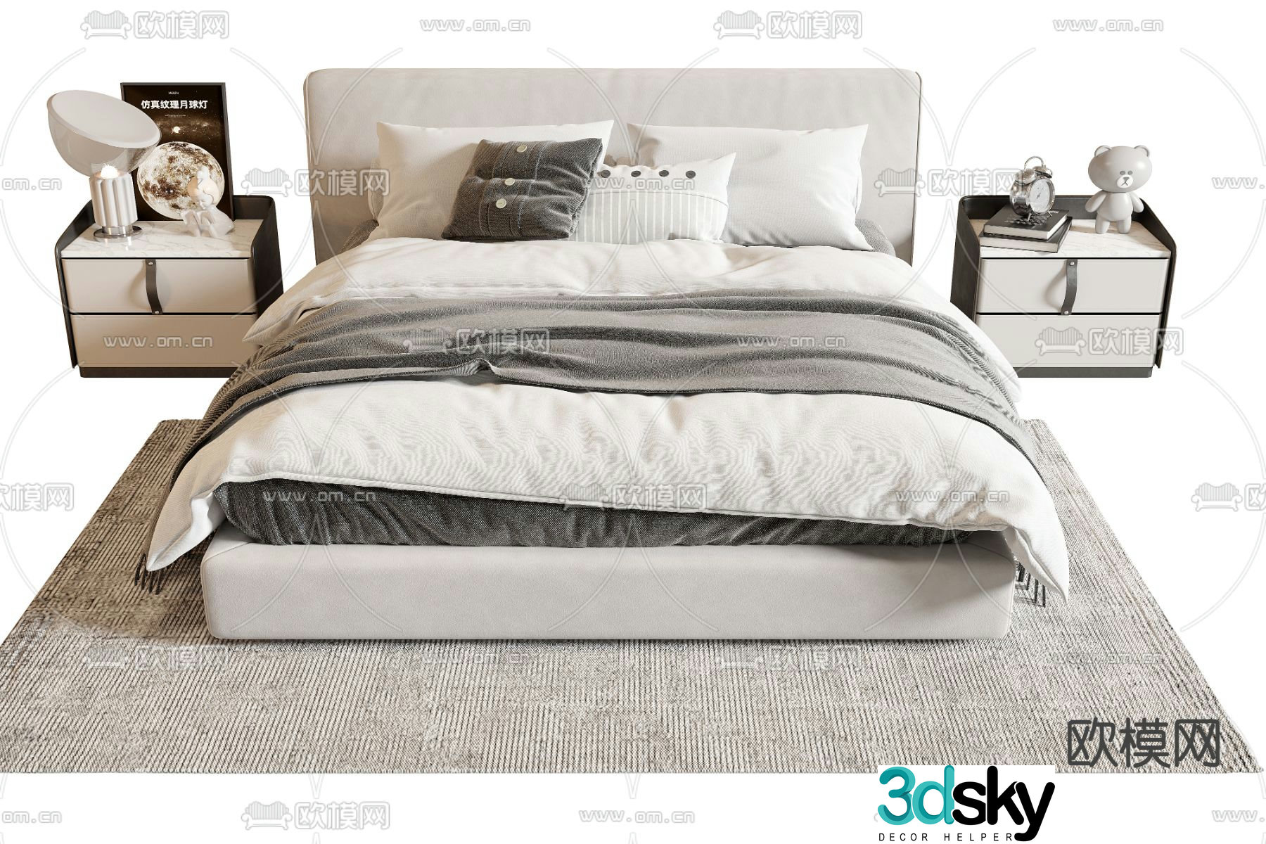 Modern double bed 3d model