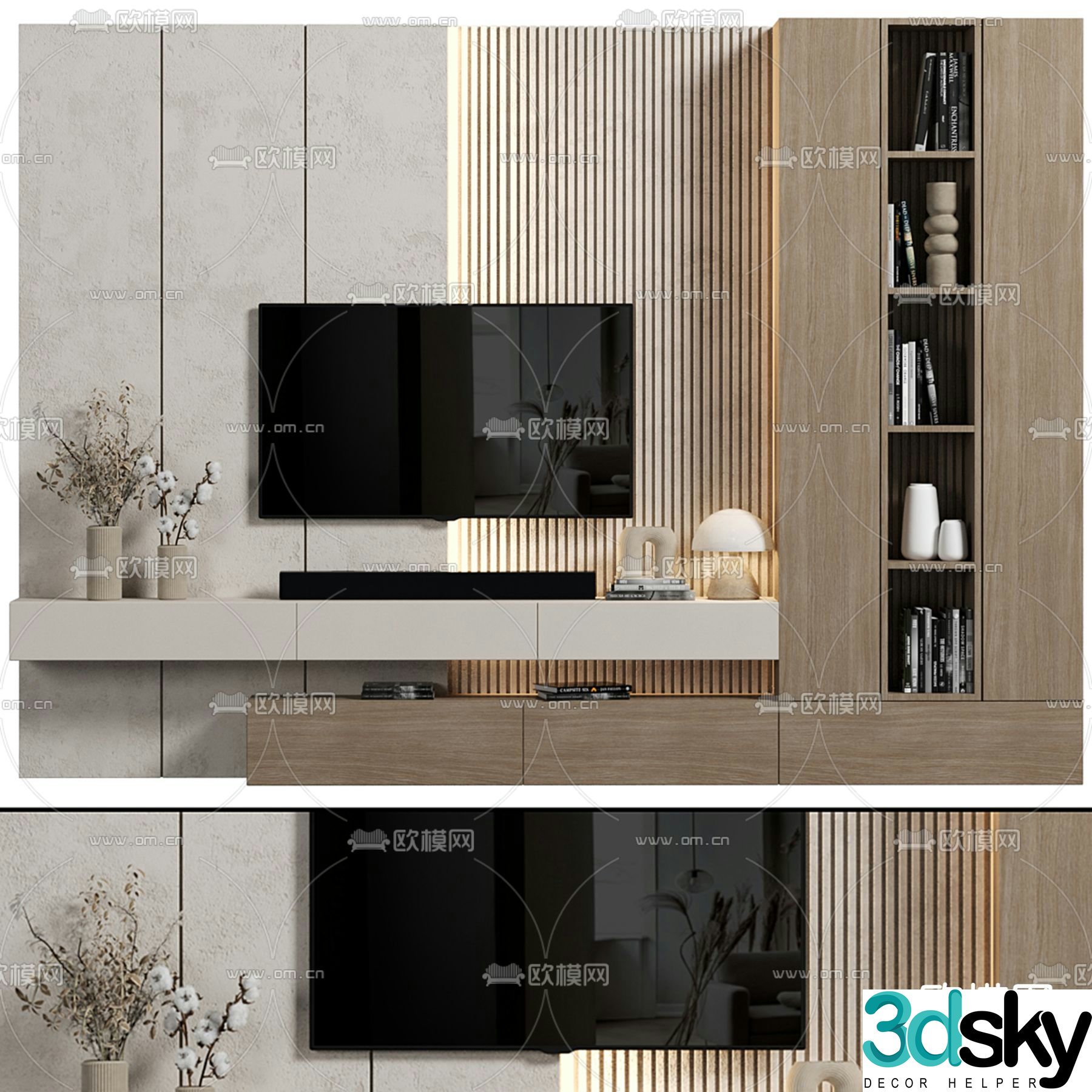 3d model of TV background wall