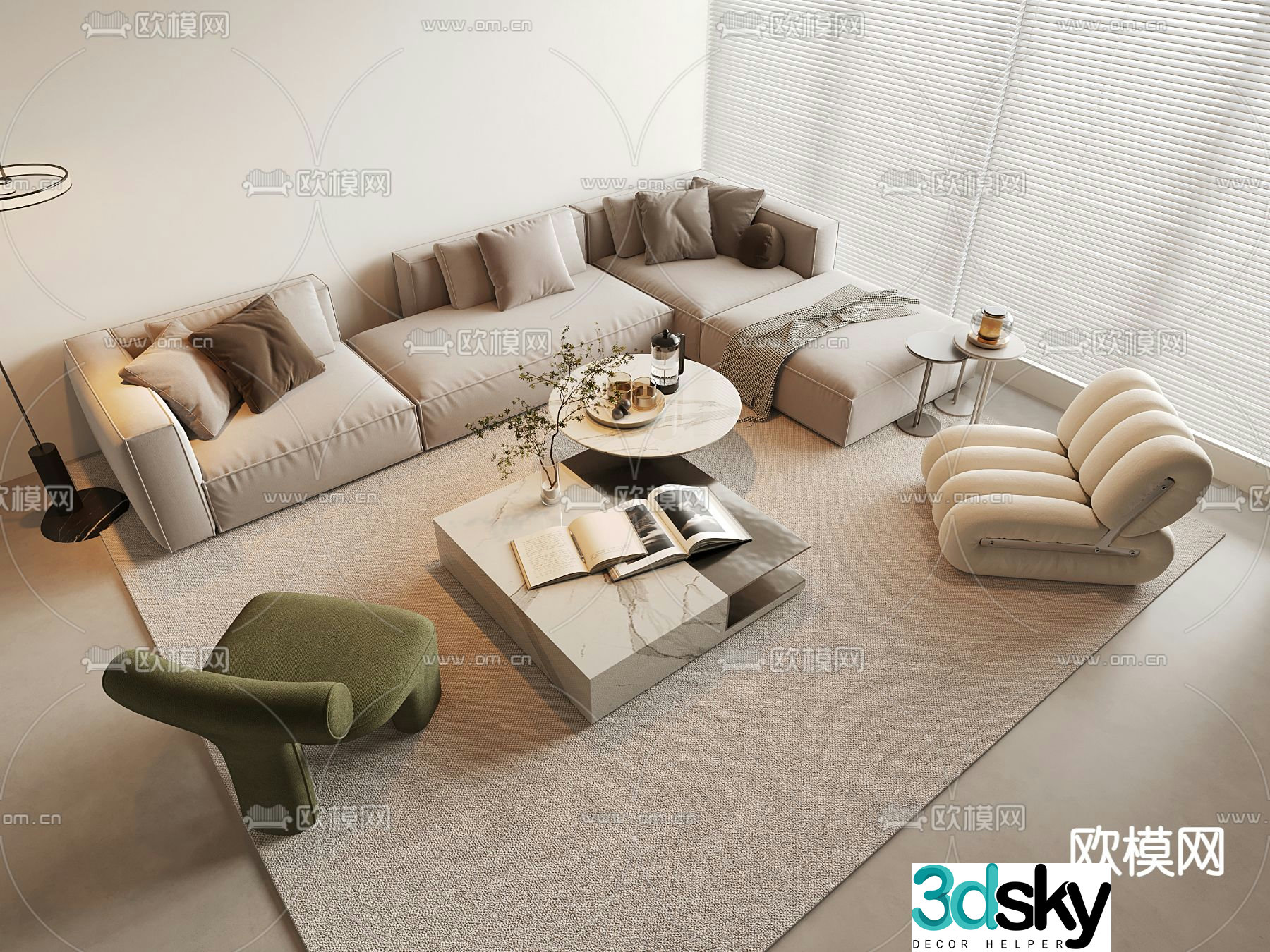 Modern modular sofa corner sofa 3d model
