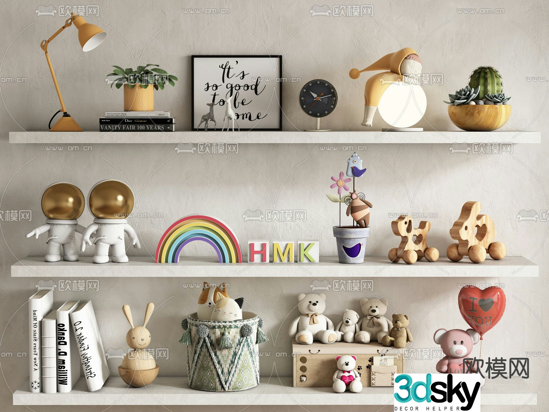 Children’s ornaments reading lamps dolls paintings cartoon sculptures 3D models