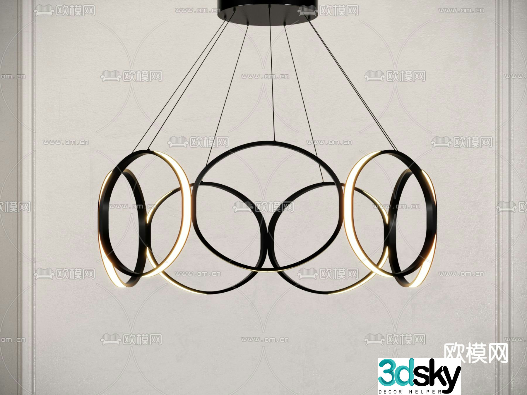 Ring Chandelier Crane Lamp 3D Model