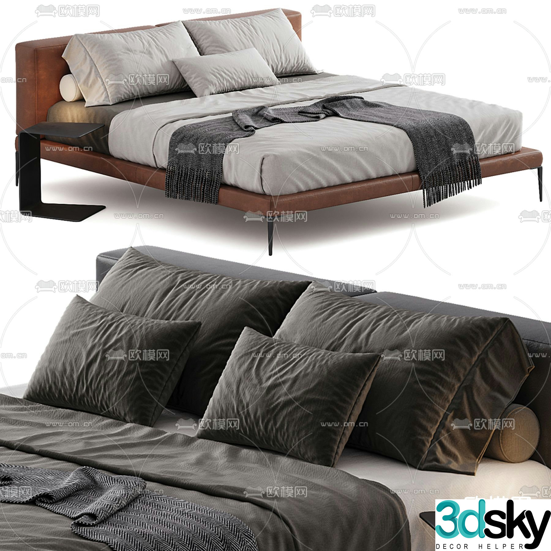 Modern double bed 3d model