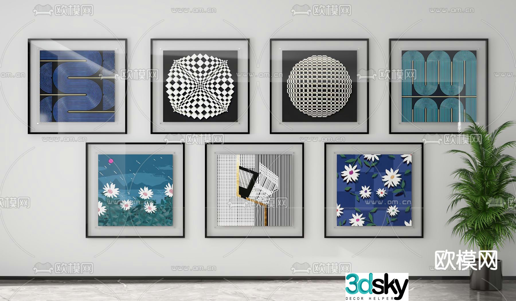 Art hanging painting decorative painting 3d model