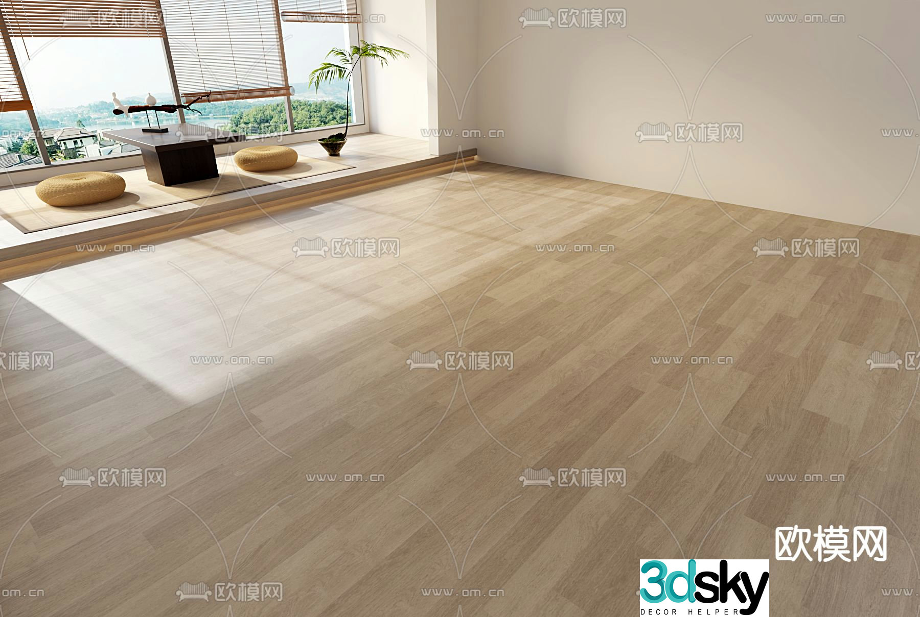 Log wood floor hand-grabbed wood floor 3d model