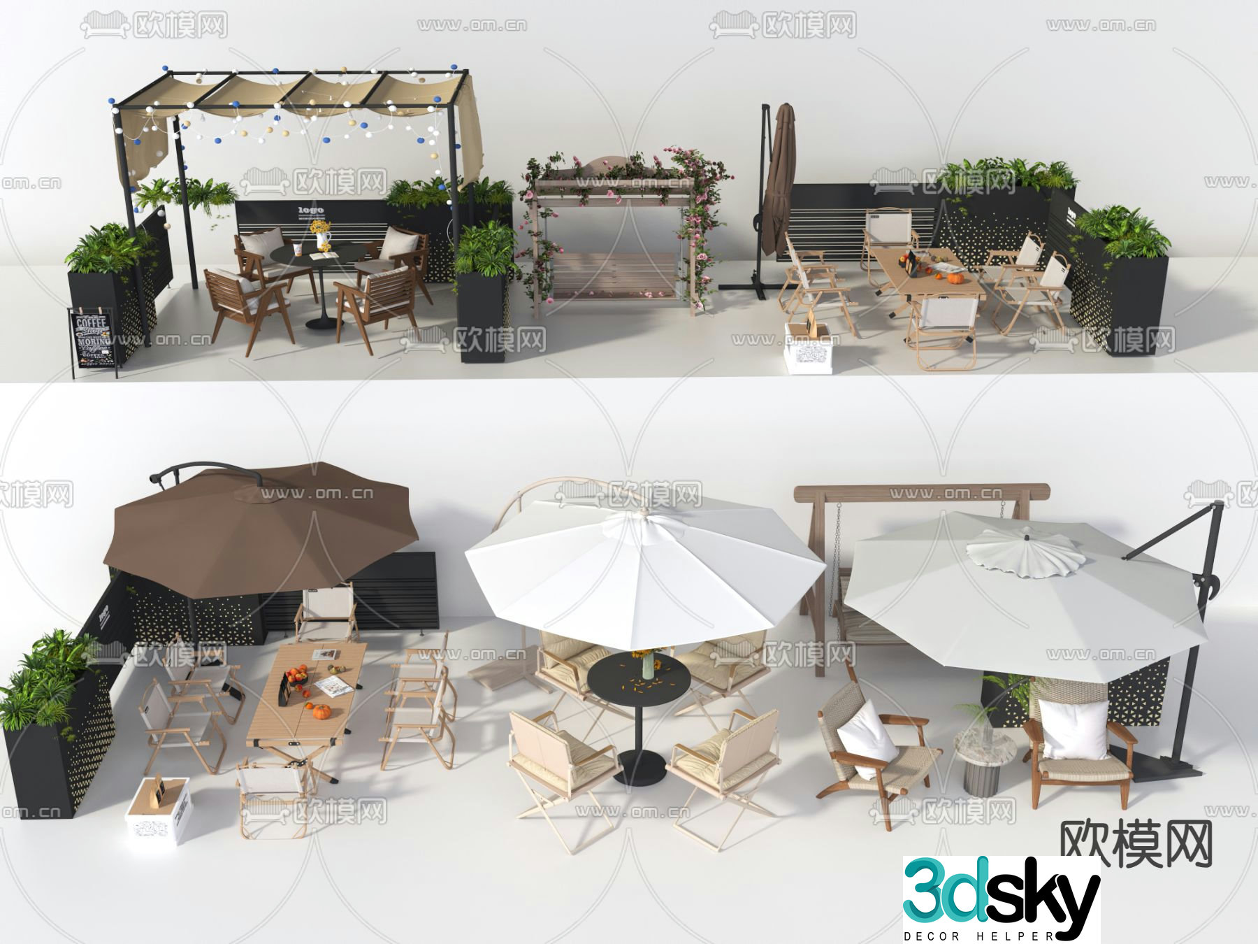 Outdoor tables and chairs commercial outdoor 3d model