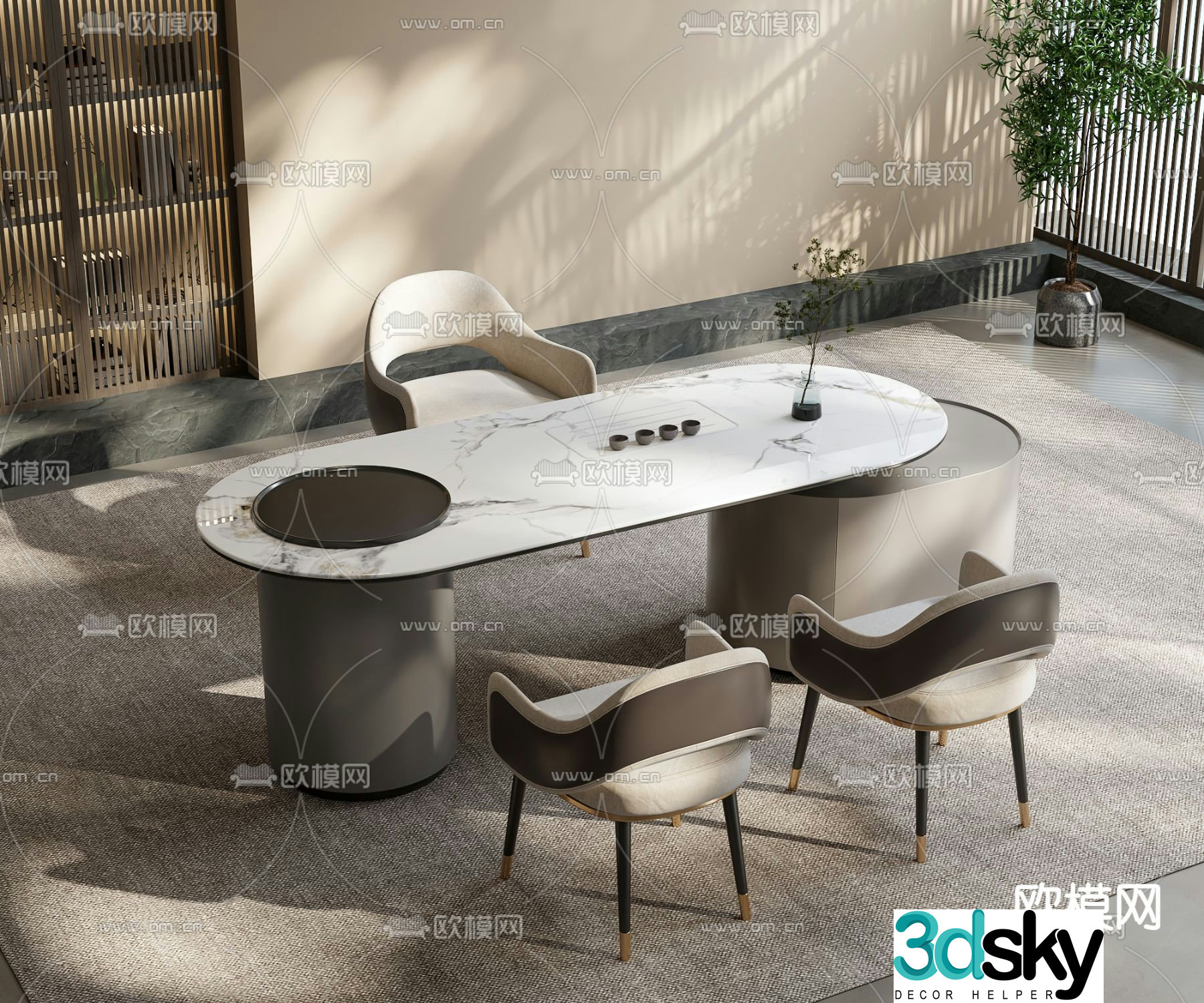 Light luxury tea table tea table 3d model