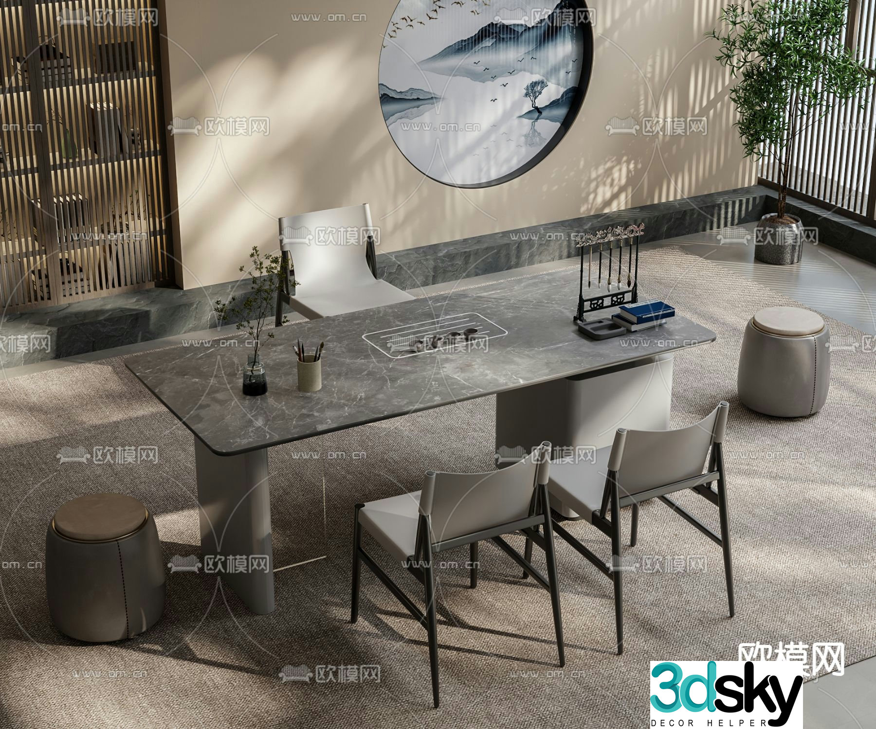 Modern tea table tea table 3d model