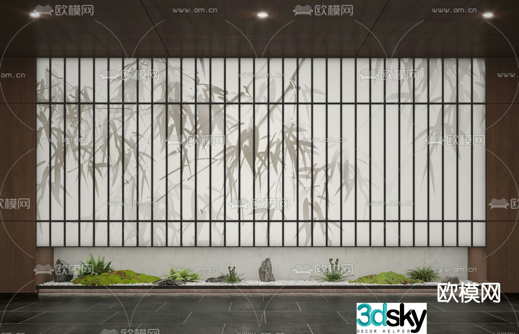 New Chinese style partition Grille screen 3D model