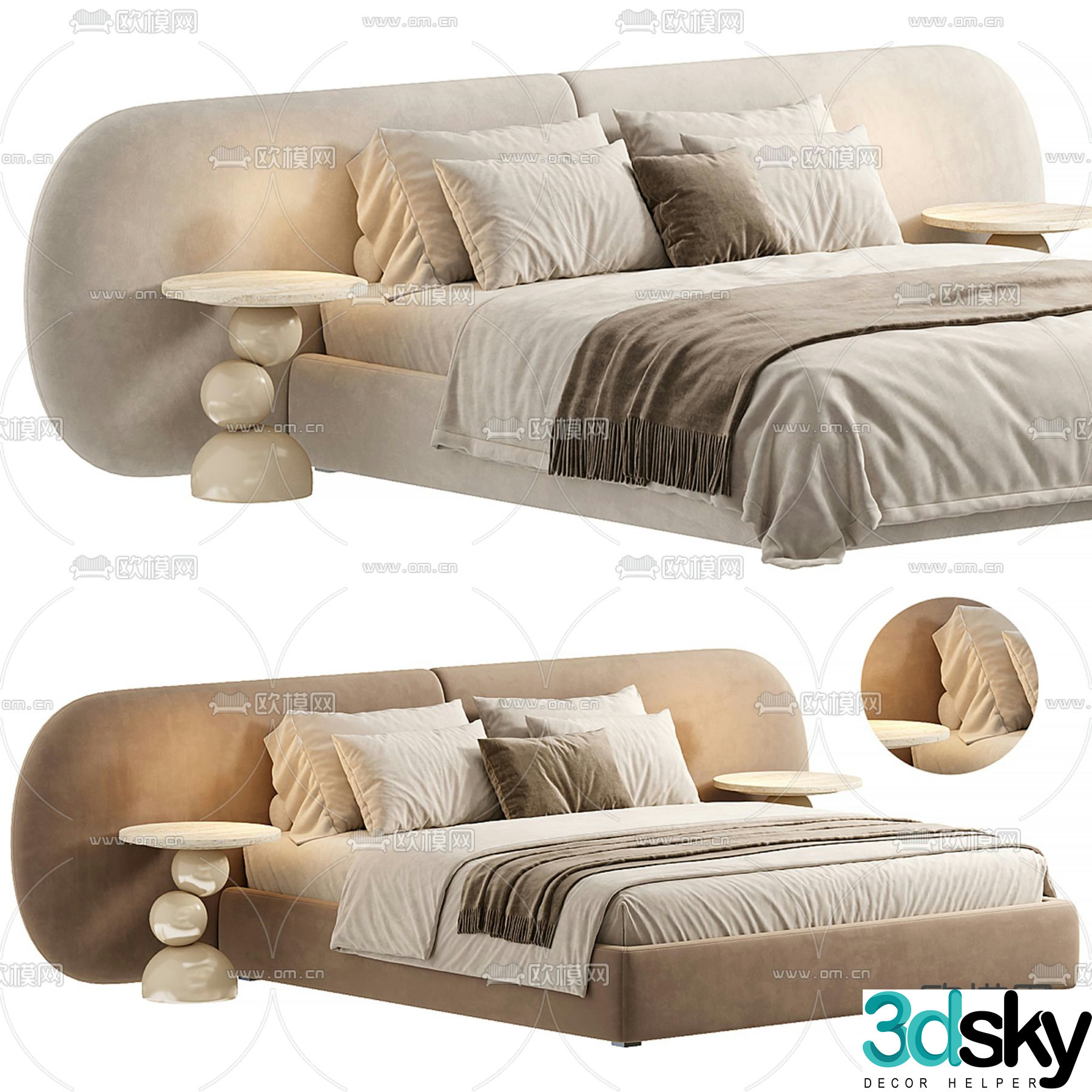 Modern double bed 3d model