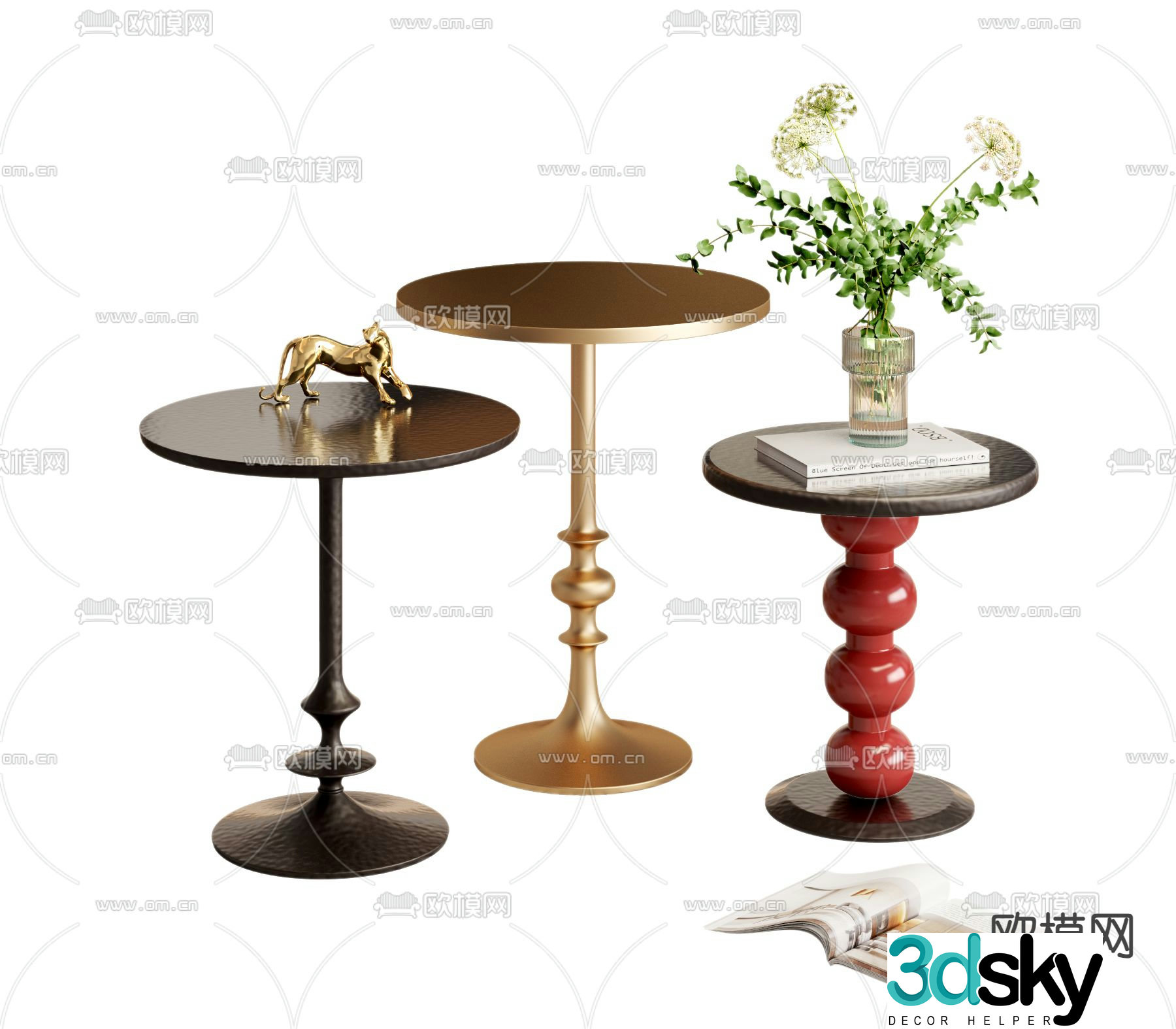 houzz french side table round table corner table table table 3d model
