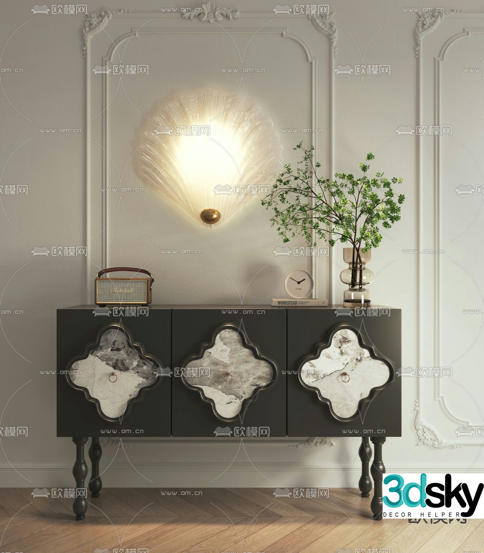 French end view cabinet entrance cabinet side cabinet 3D model