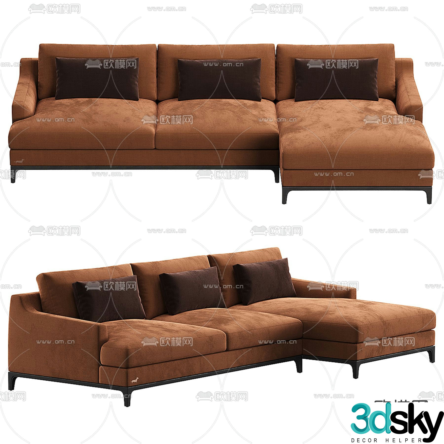 multi-person sofa corner sofa d model