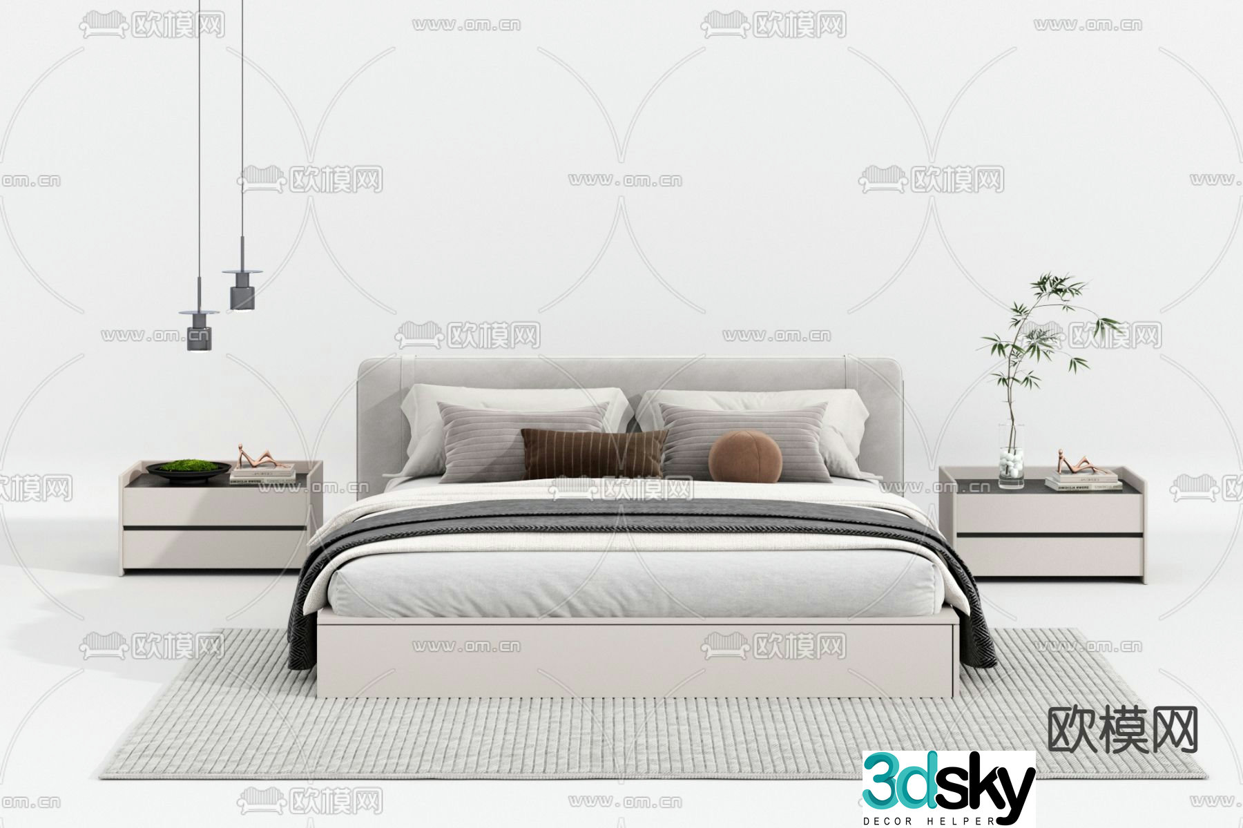 Modern double bed 3d model