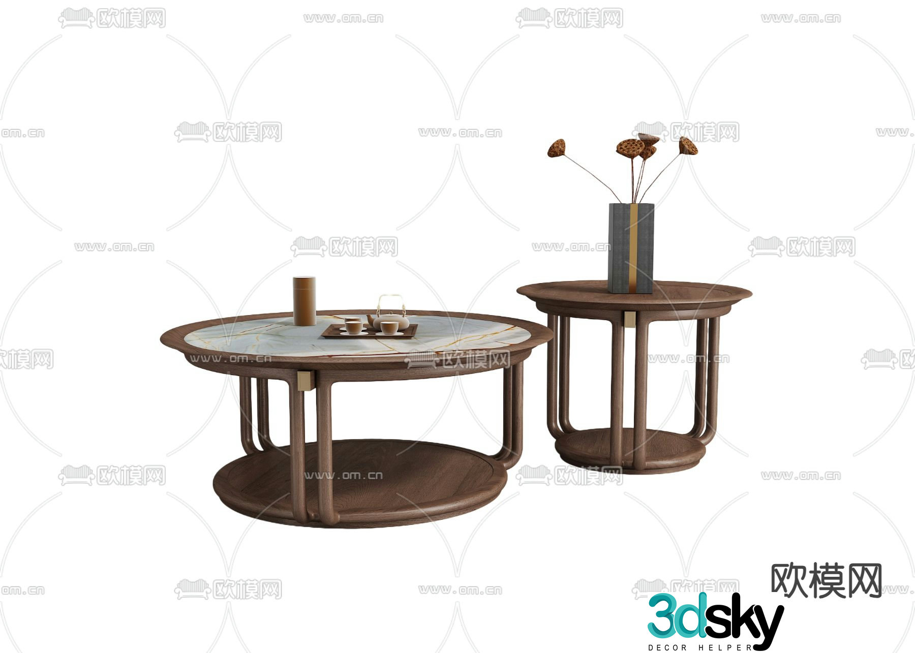 New Chinese style coffee table 3D model of mother-in-law coffee table