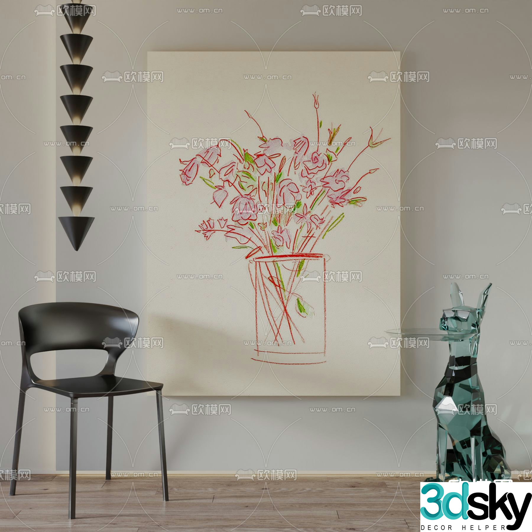 Cartoon painting Flower painting Decorative painting 3d model