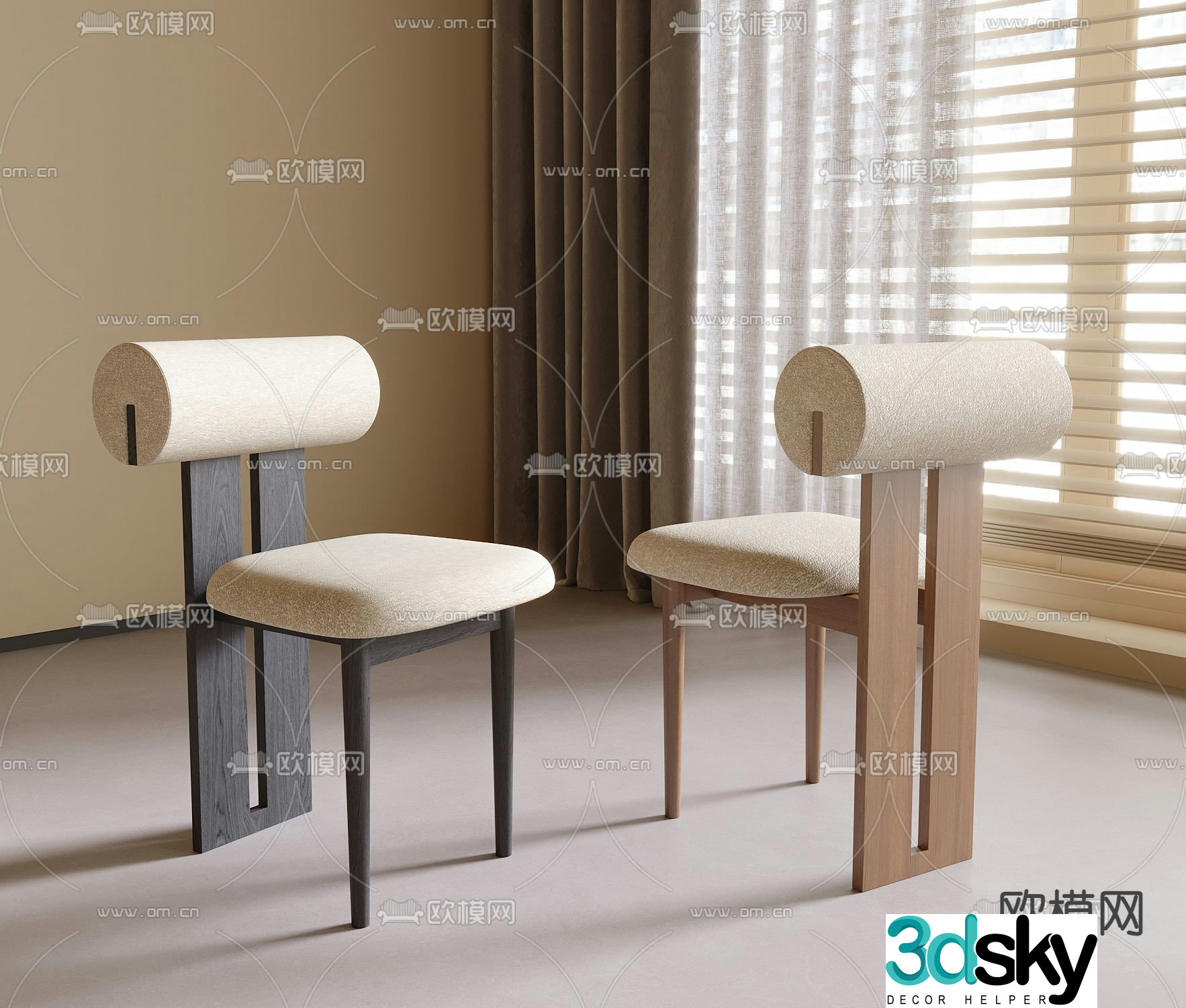 Wabi-sabi chair dining chair 3d model