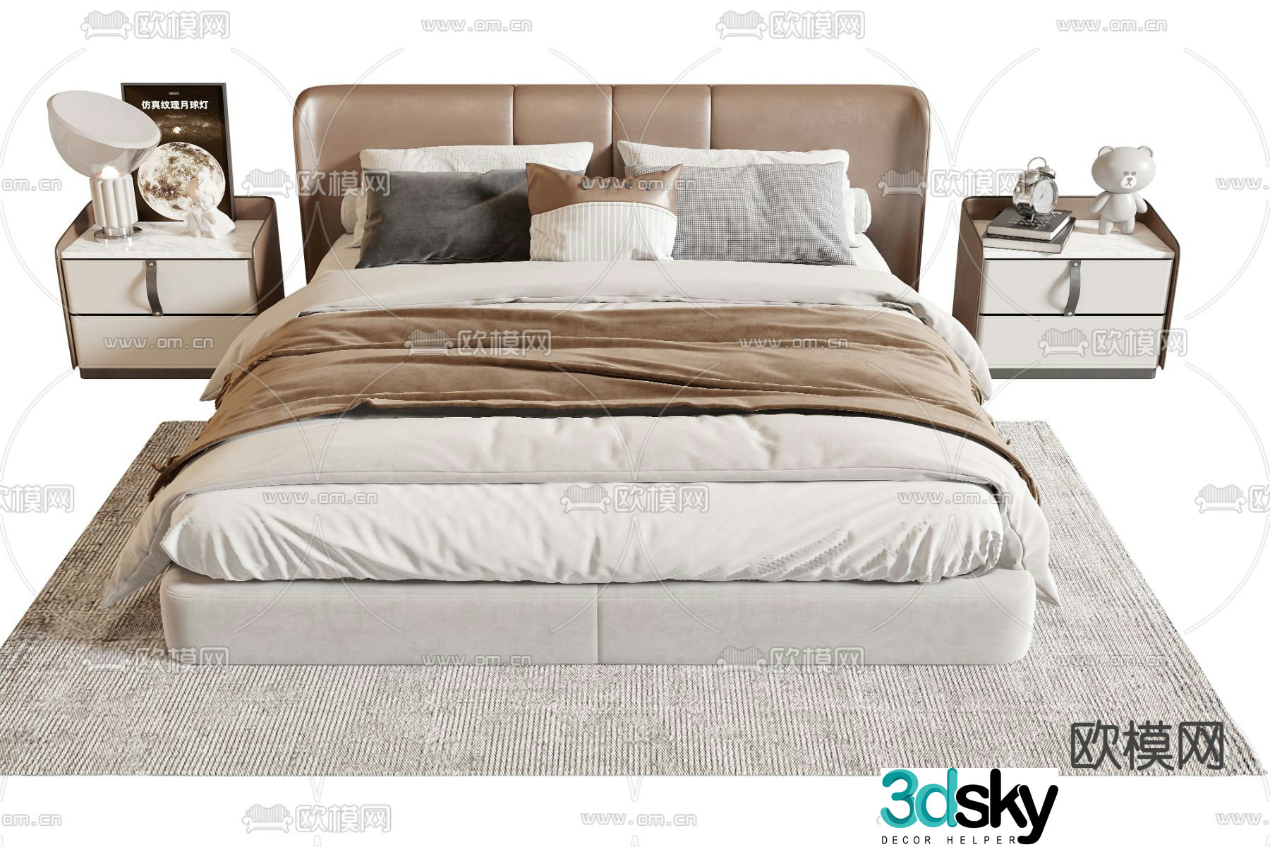 Modern double bed 3d model