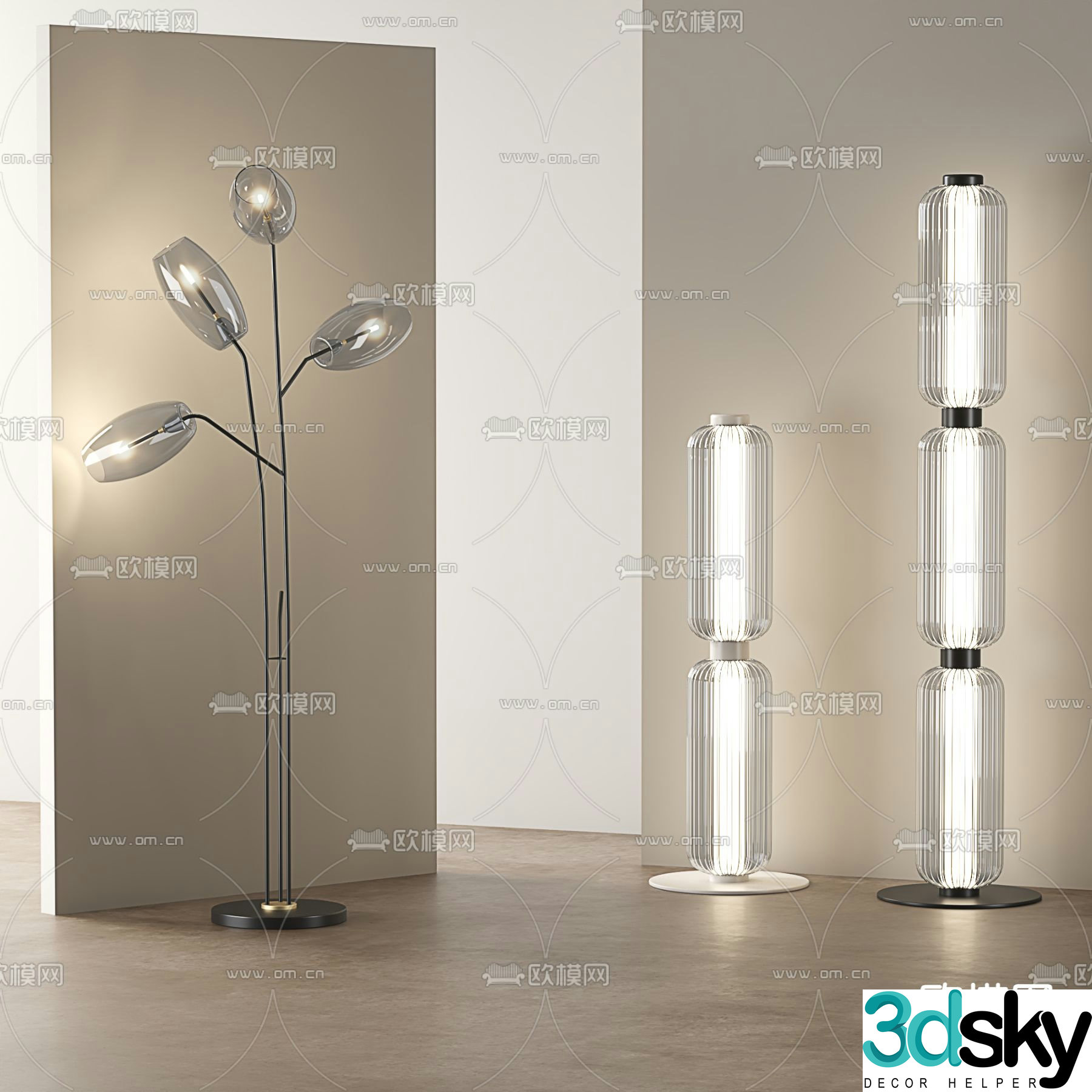 Glass floor lamp 3d model