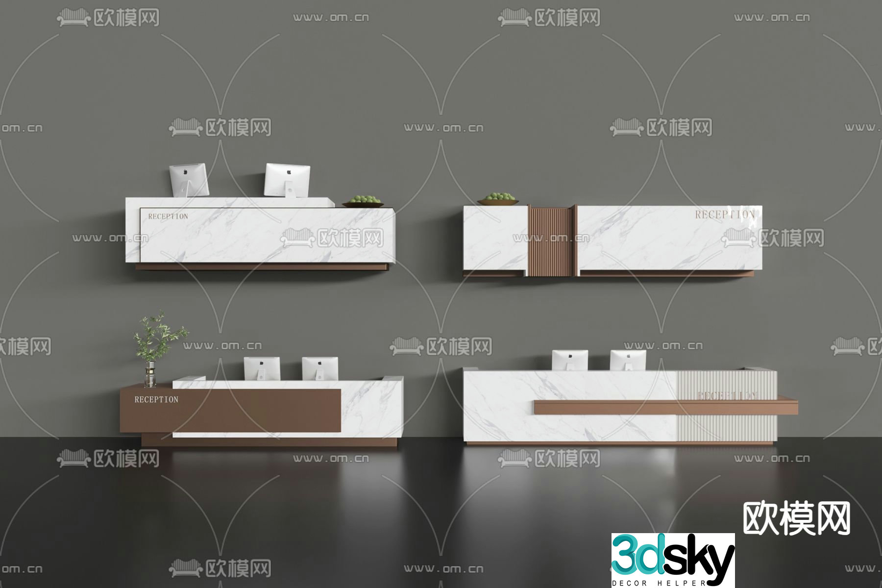 Modern front desk reception desk service desk 3d model