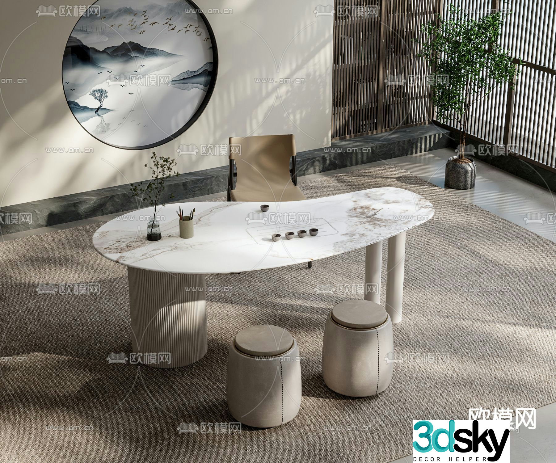 Modern tea table tea table 3d model