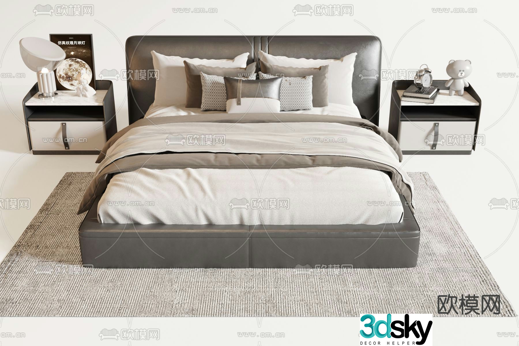 Modern double bed 3d model