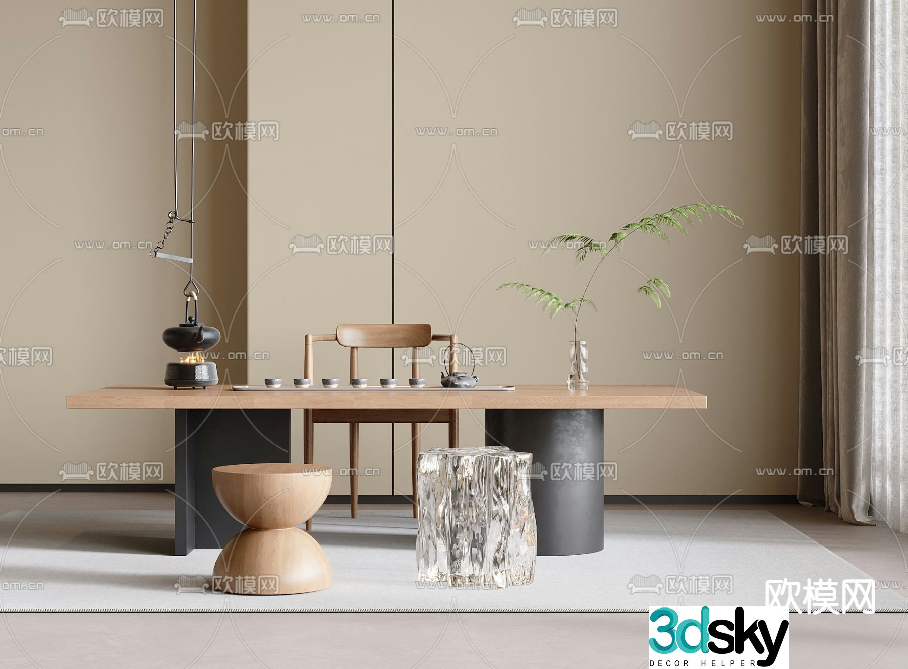 New Chinese style tea table tea table 3d model