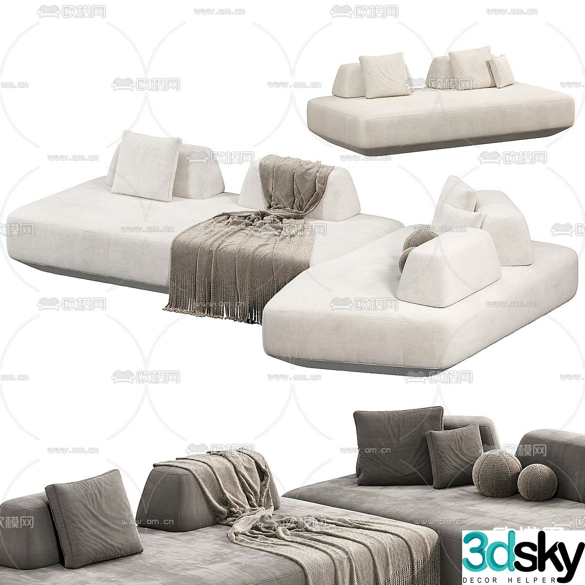 multi-person sofa island sofa 3d model