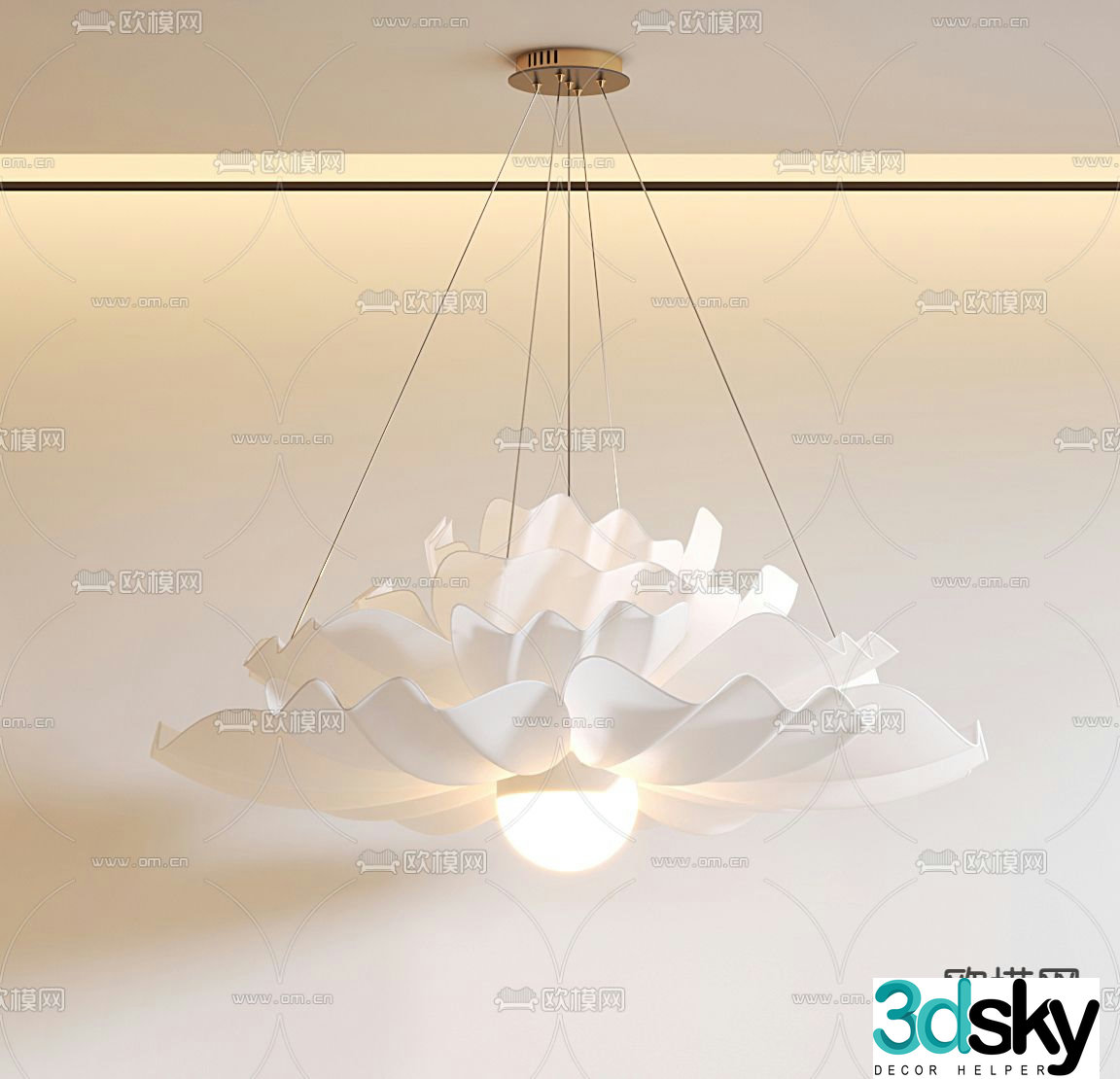 Creamy chandelier Petal chandelier 3d model