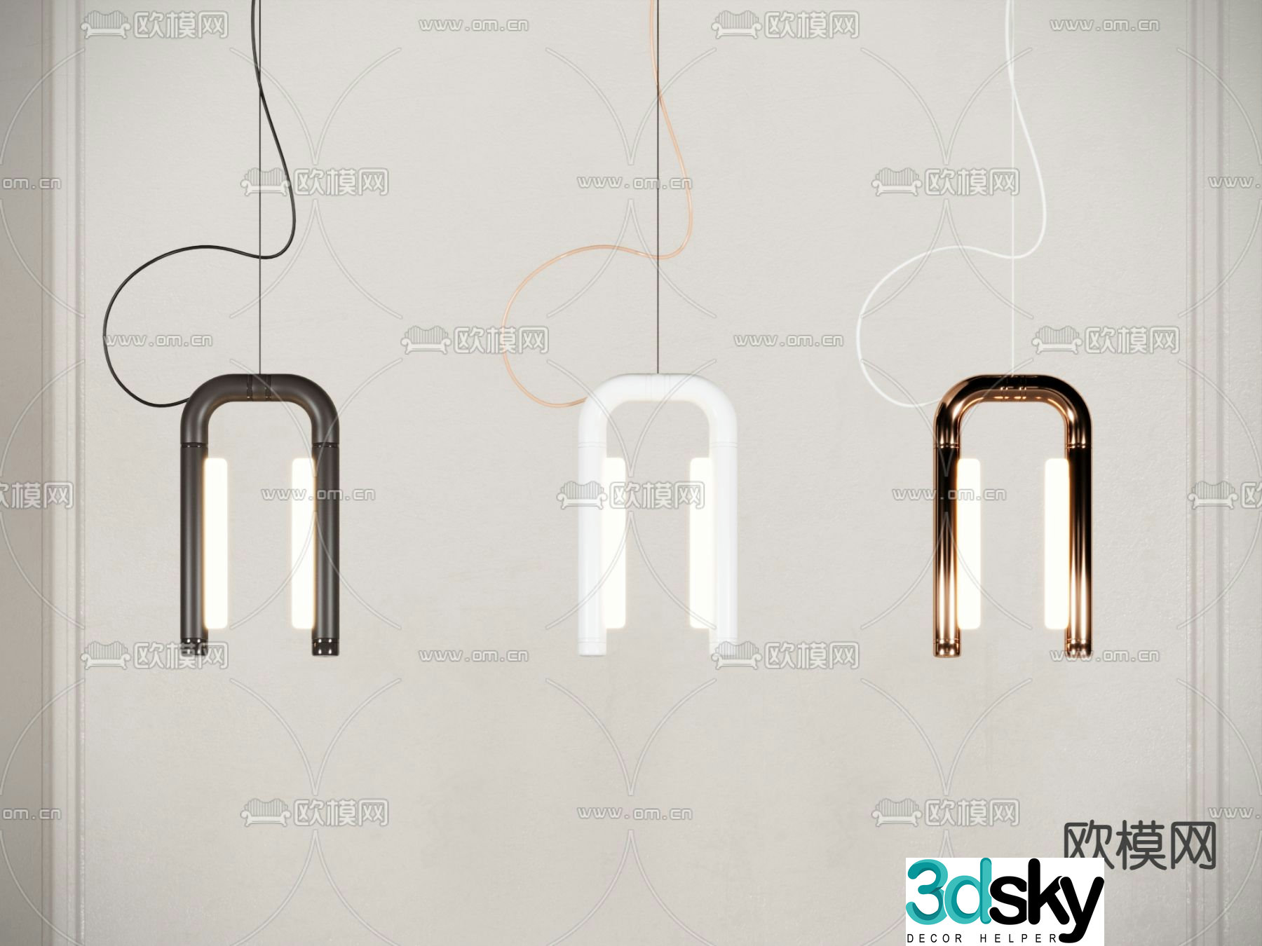 Light luxury small chandelier U-shaped chandelier 3D model