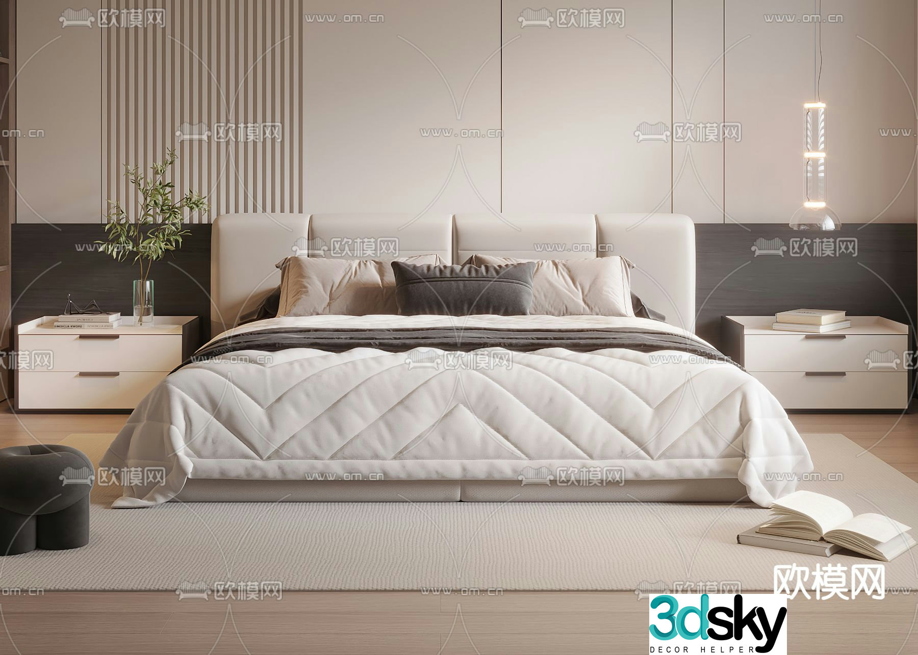 Modern double bed 3d model