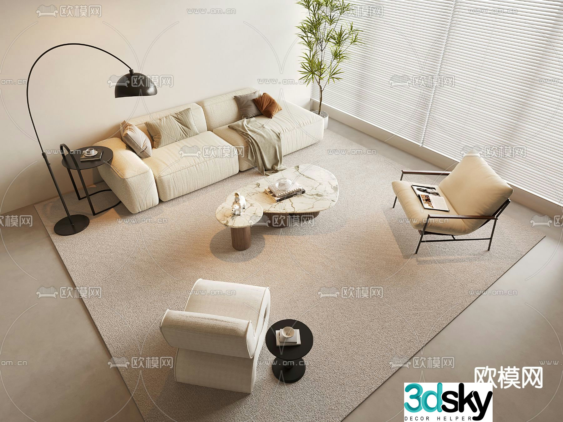 Modern sectional sofa 3d model