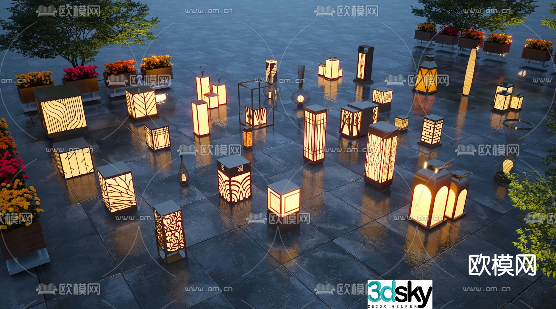 Outdoor lights garden lights landscape lights lawn lights 3d model