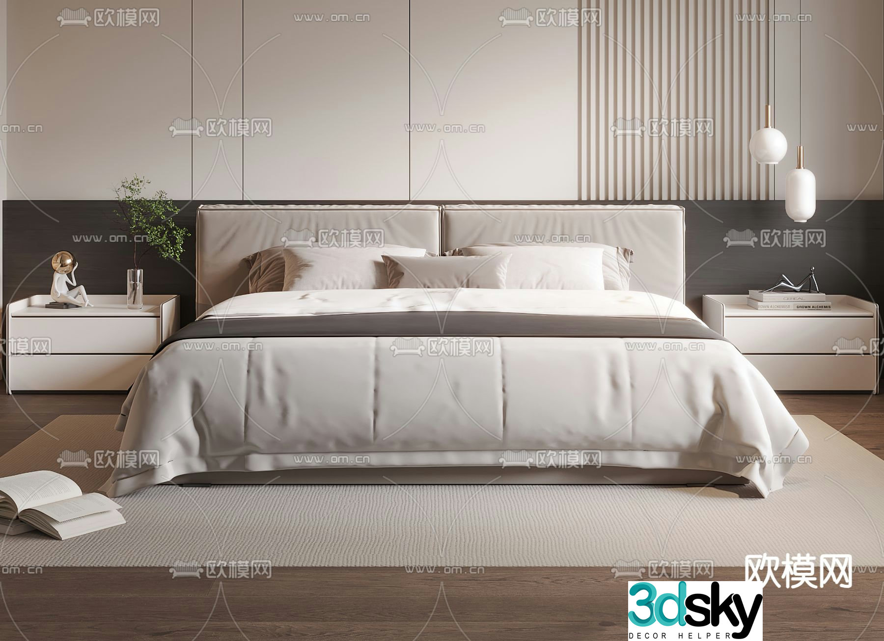 Modern double bed 3d model