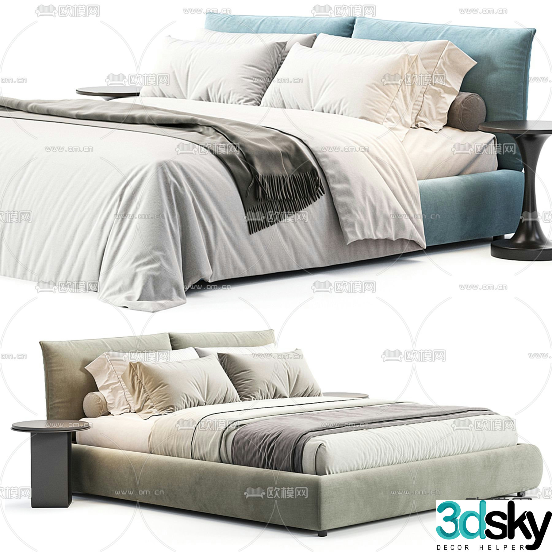 Modern double bed 3d model