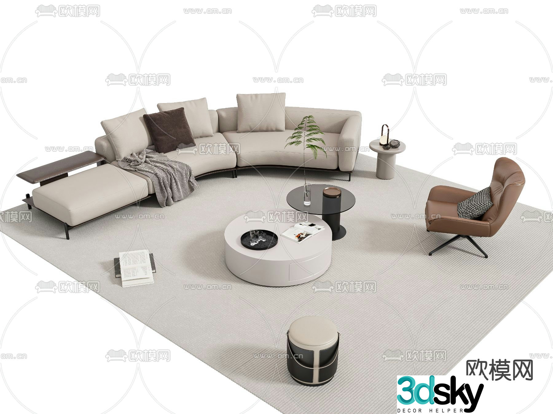 Modern modular sofa curved sofa 3d model