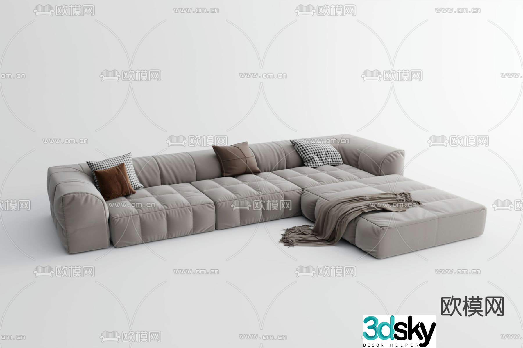 multi-person sofa corner sofa 3d model