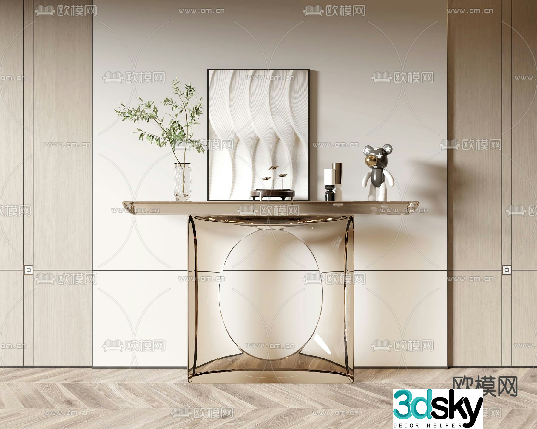 Acrylic end view table 3D model
