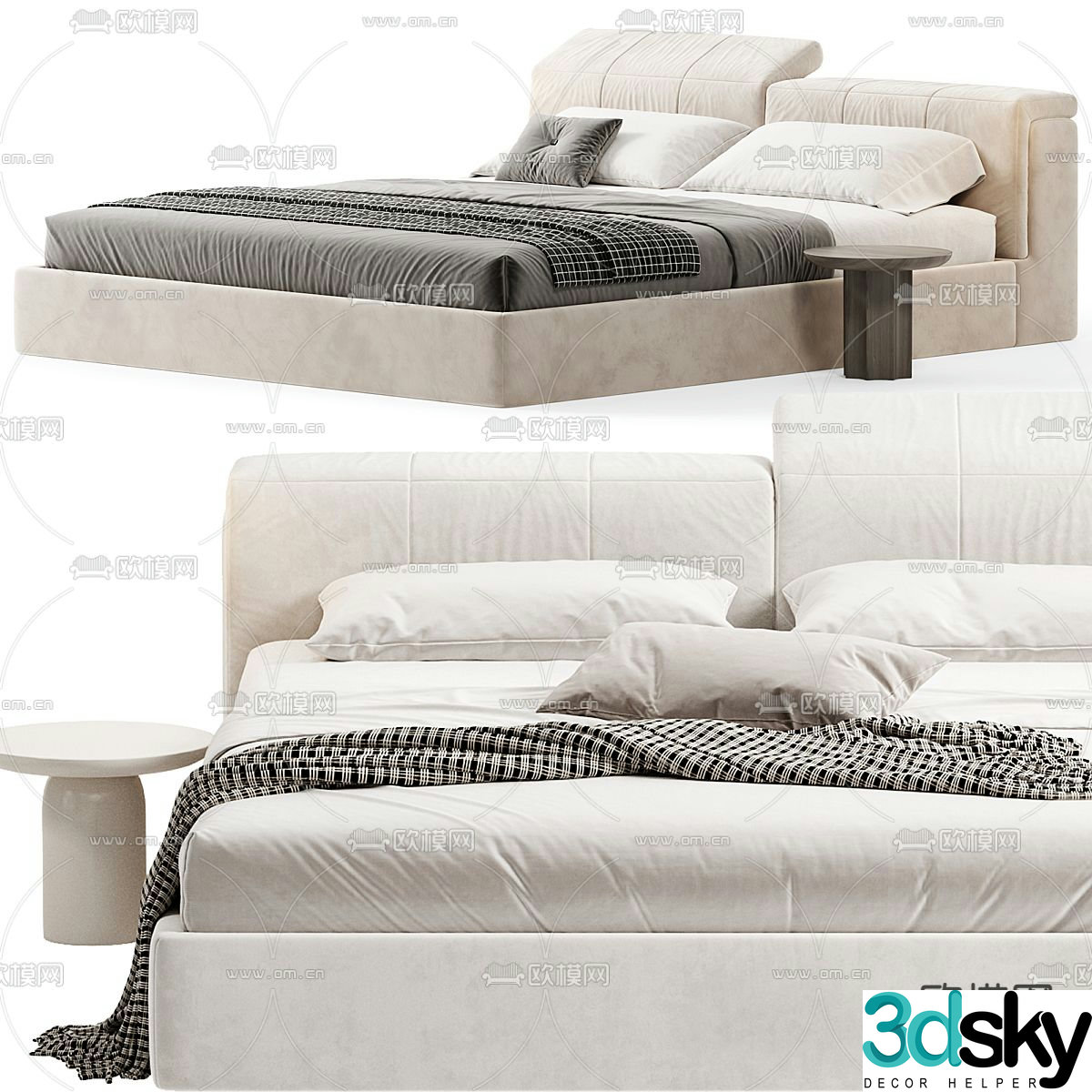 Modern double bed 3d model
