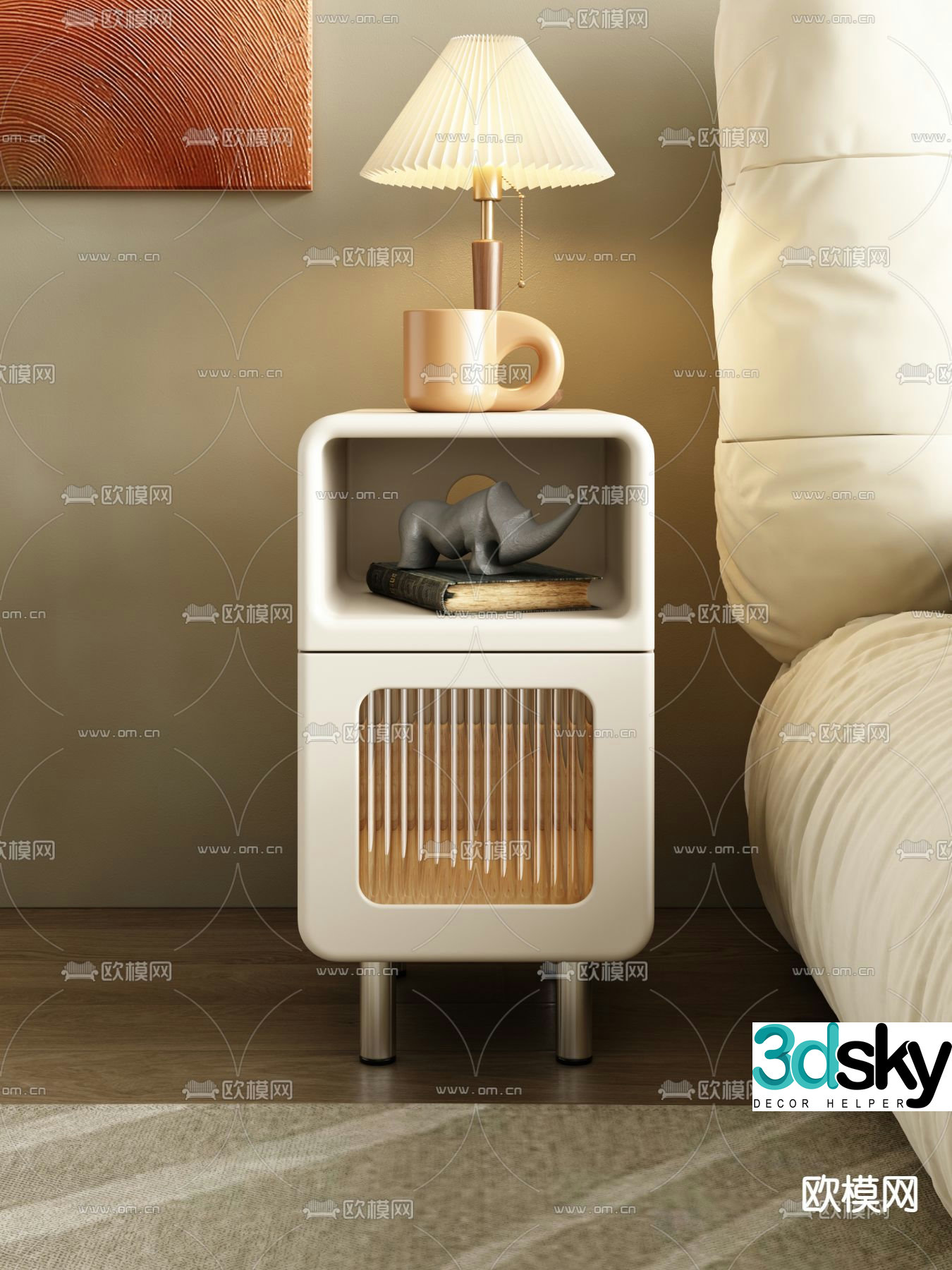 Cream style bedside table 3d model