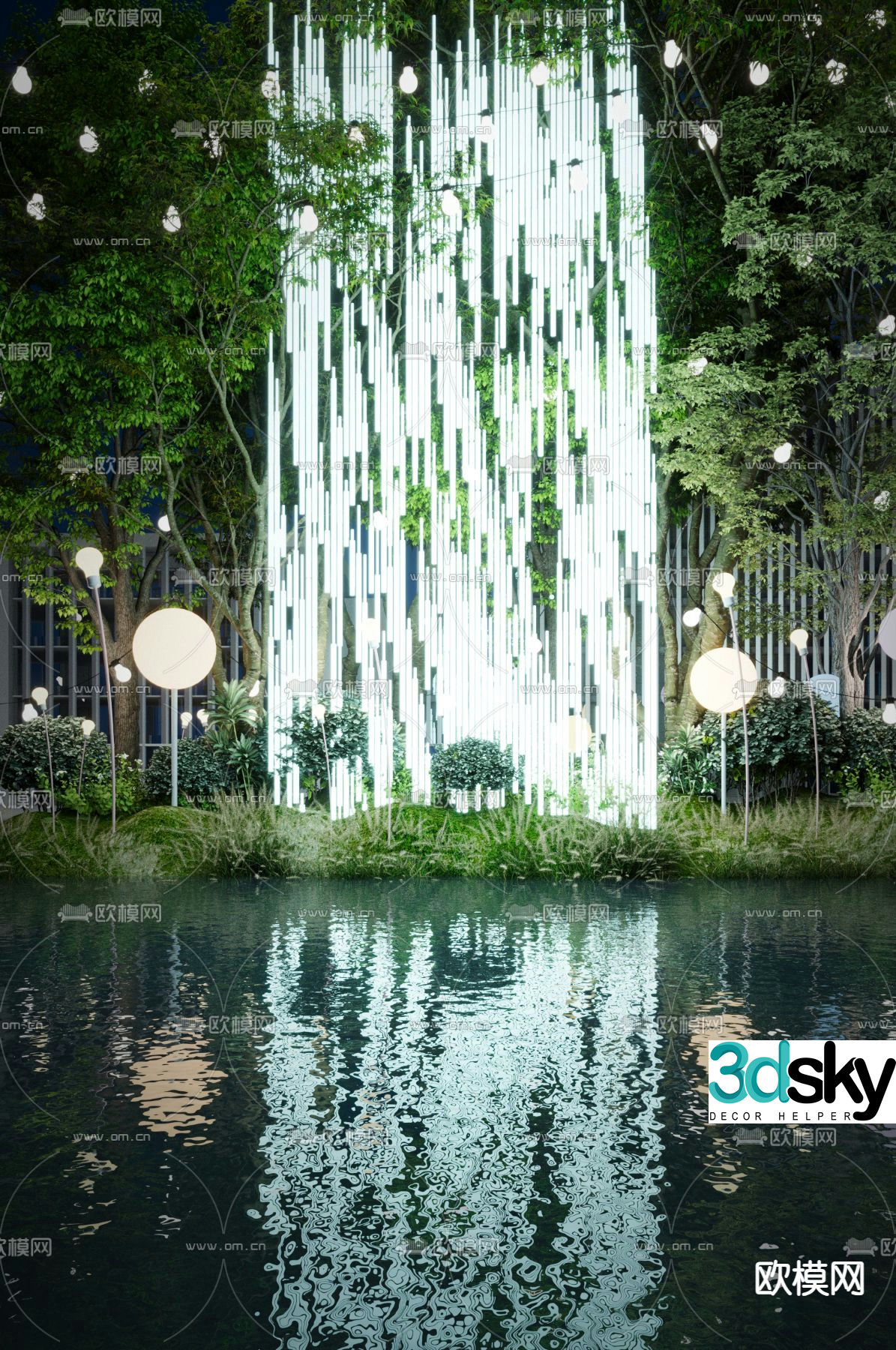 Pool landscape garden landscape 3d model