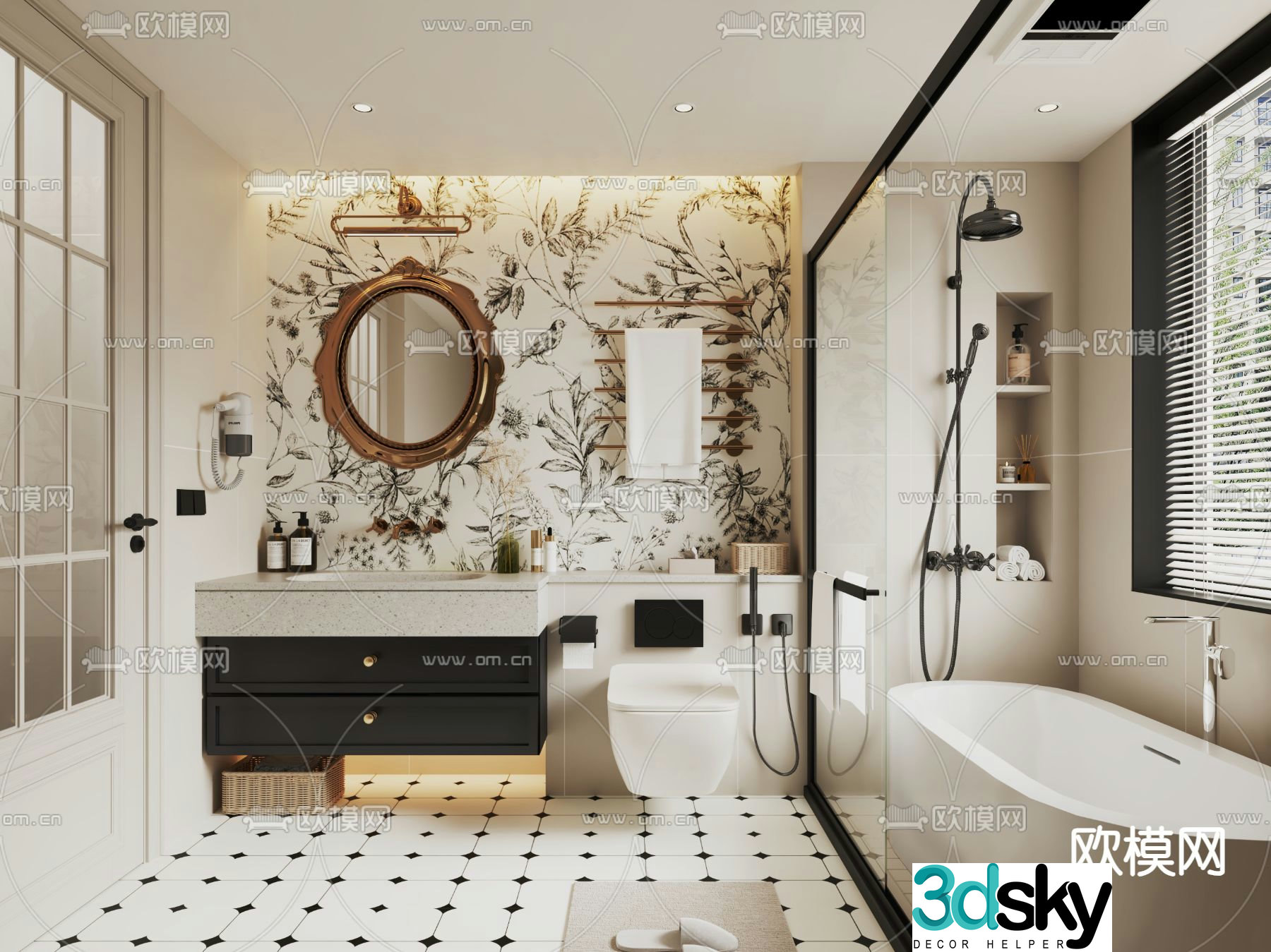 French bathroom bathroom toilet 3d model