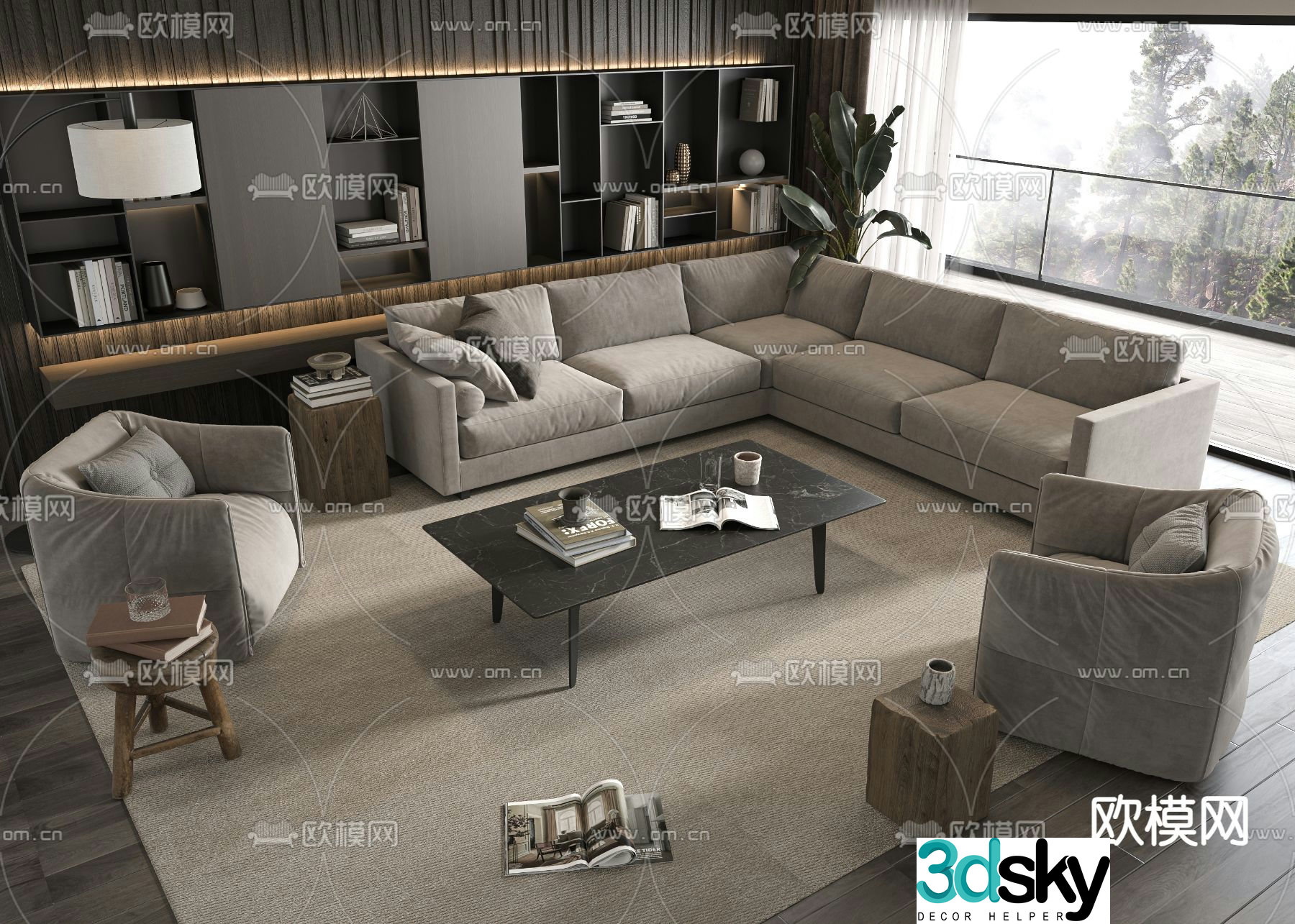 Modern sectional sofa 3d model
