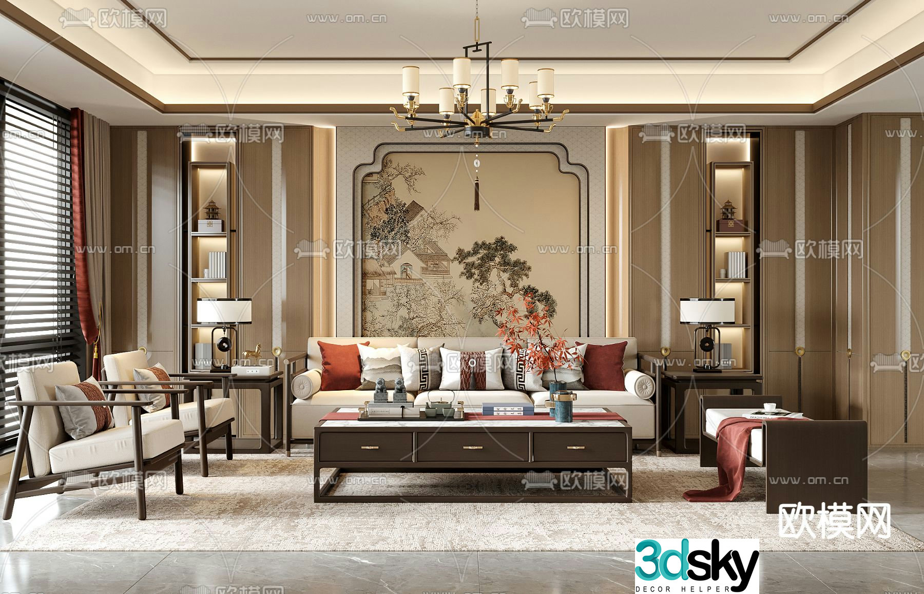 New Chinese living room Song’s aesthetic 3D model
