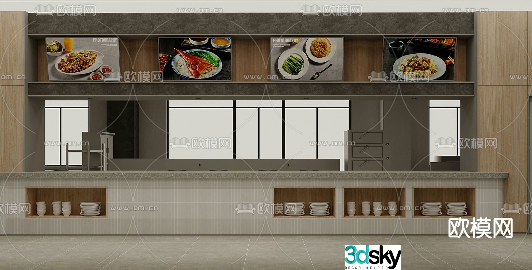Canteen stall restaurant stall 3d model