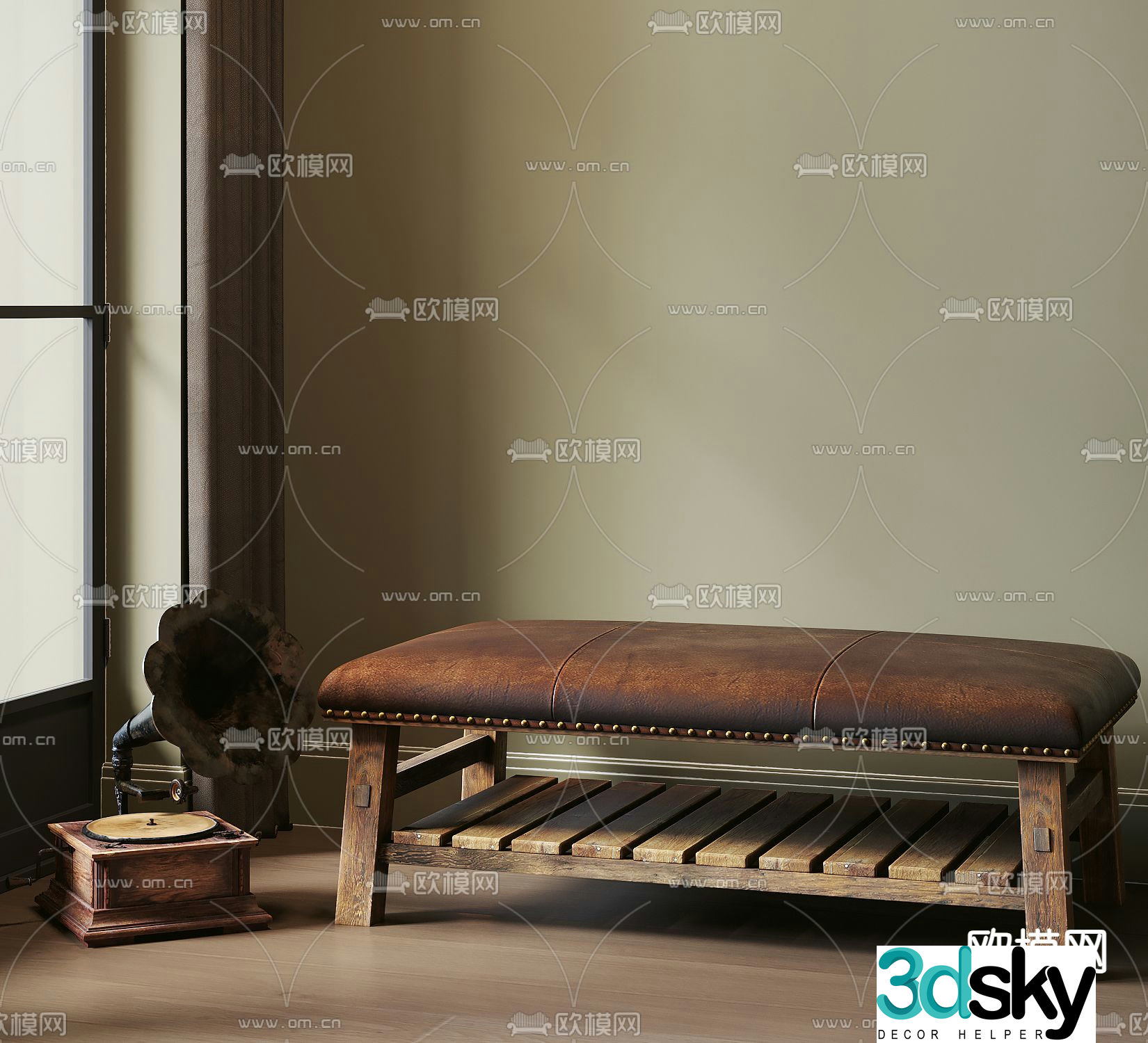 American stool sofa stool bench shoe changing stool 3D model